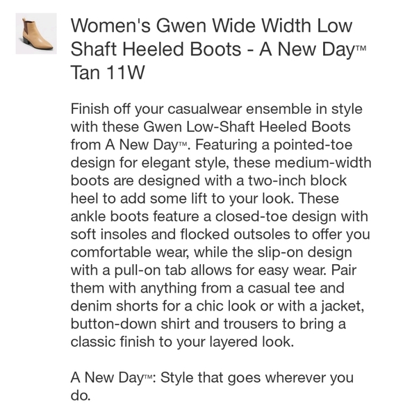 A New Day Women's Gwen Wide Width Low Shaft Heeled Boots - Picture 5 of 10